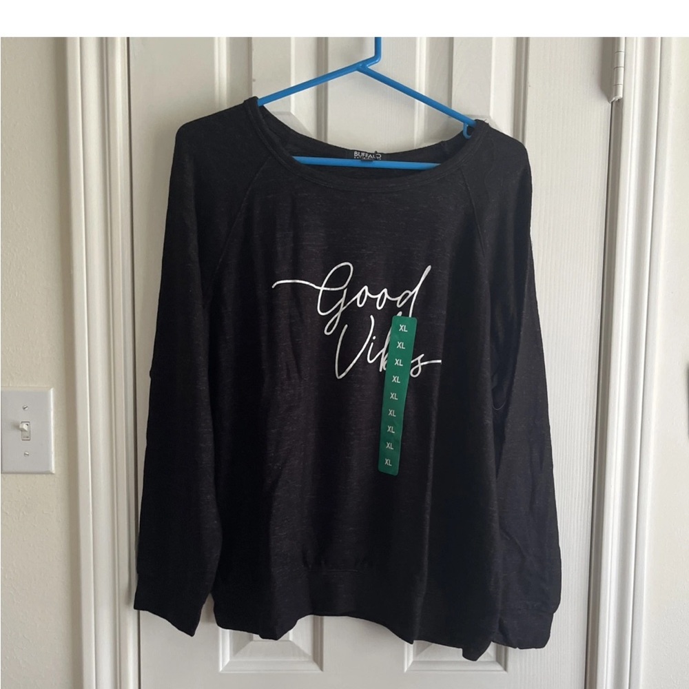 NWT Buffalo David Bitton Women’s Ultra Soft "Good Vibes" Print Cozy Sweater